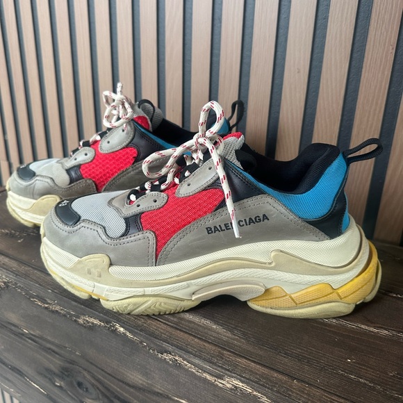 Men Balenciaga Triple S Grey Red Blue Trainers Sneakers Men’s size 43 - Picture 1 of 6